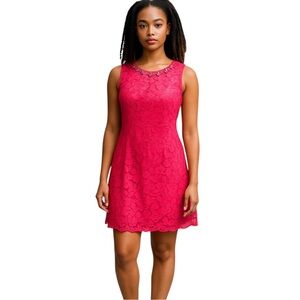 Eliza J Dress Womens Size 10 Hot Pink Missy Lace Barbiecore Fairycore Sheath New